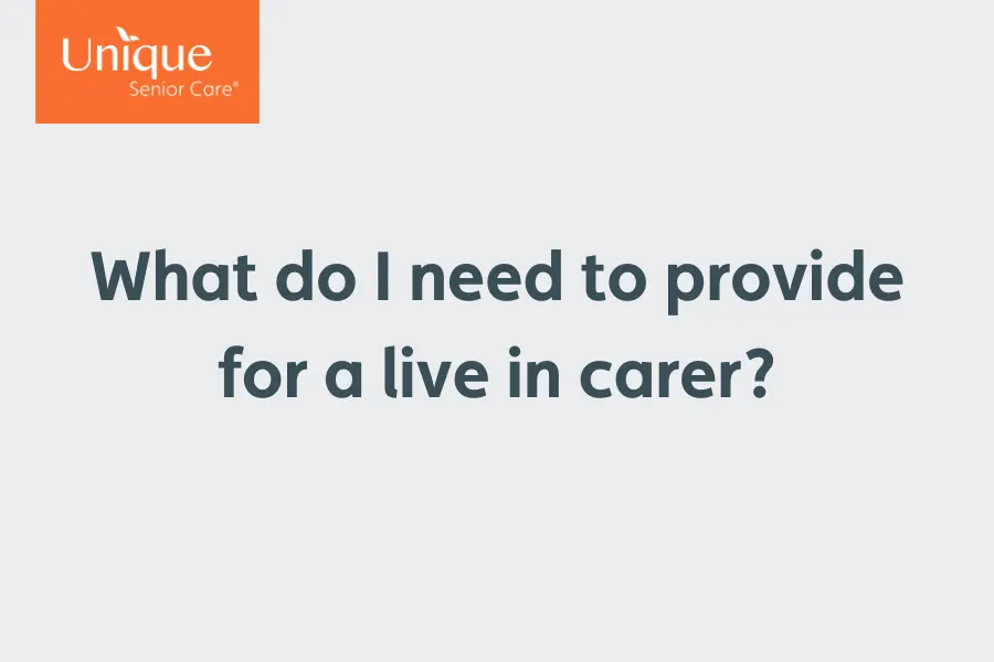 Cover frame, with the words "what do I need to provide for a live-in Carer"
