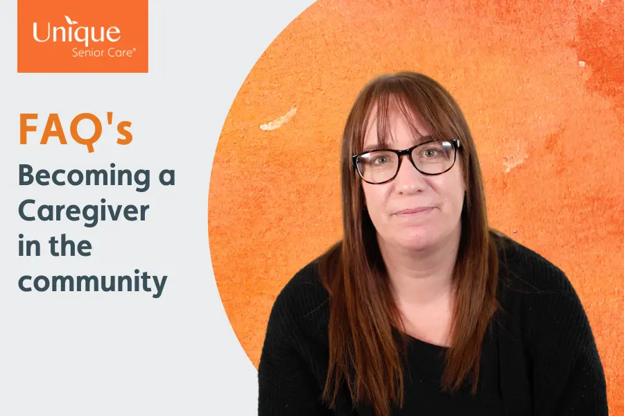 picture of Nikki from Unique Senior Care with title of video - FAQs - Becoming a Caregiver in the community