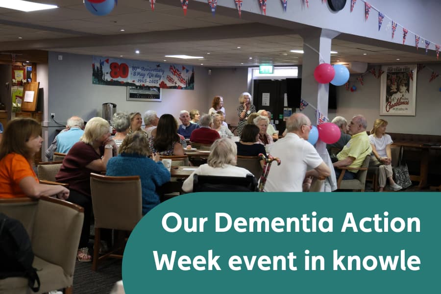 Cover image showing attendees at the dementia support event for dementia action week in Knowle.