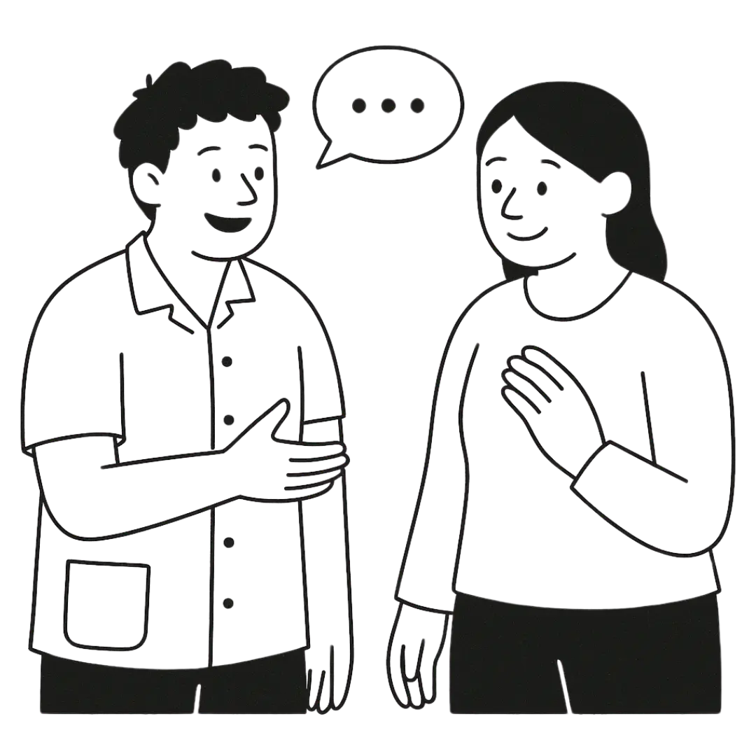 male and female having a conversation illustration