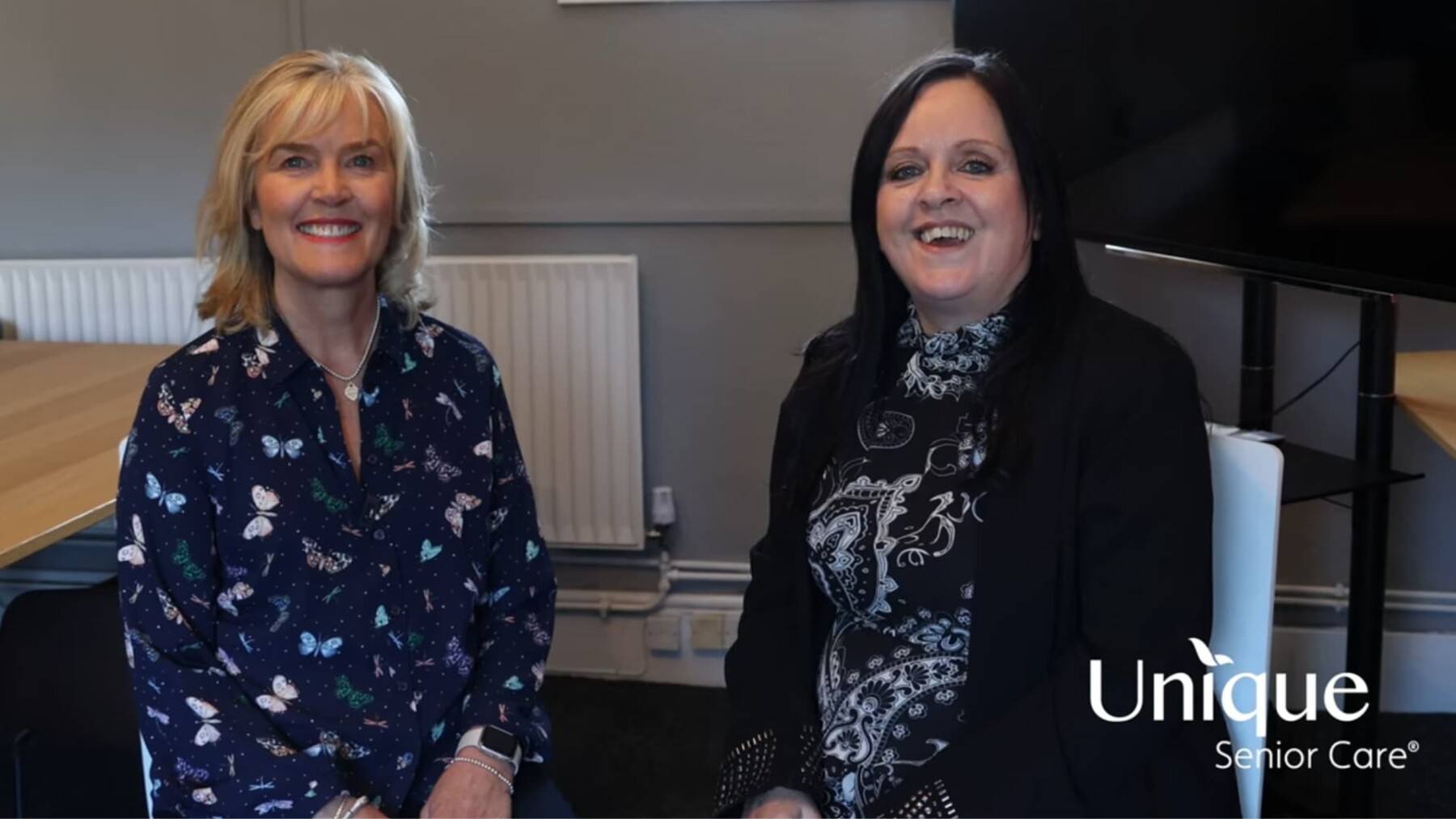 Thumbnail image of social prescriber, Jill sat with Helena, ops director at Unique Senior Care