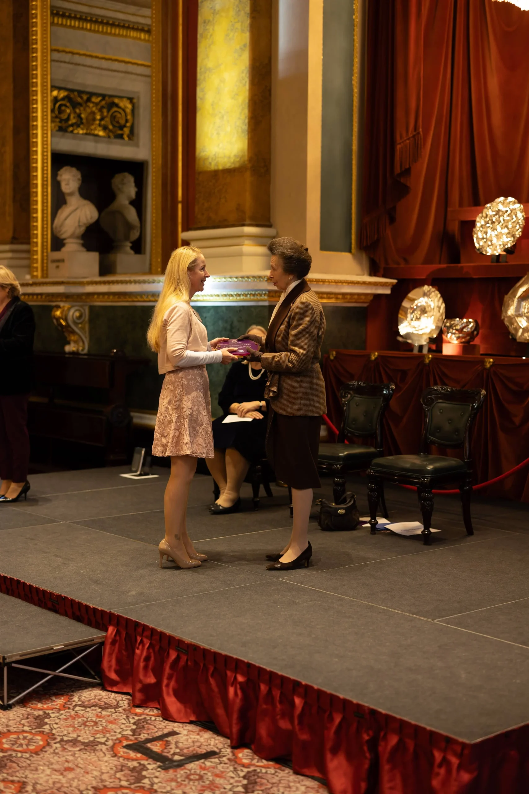 L&D manager, Jo Cleary, collecting Unique Senior Cares PRTA award from HRH Princess Anne