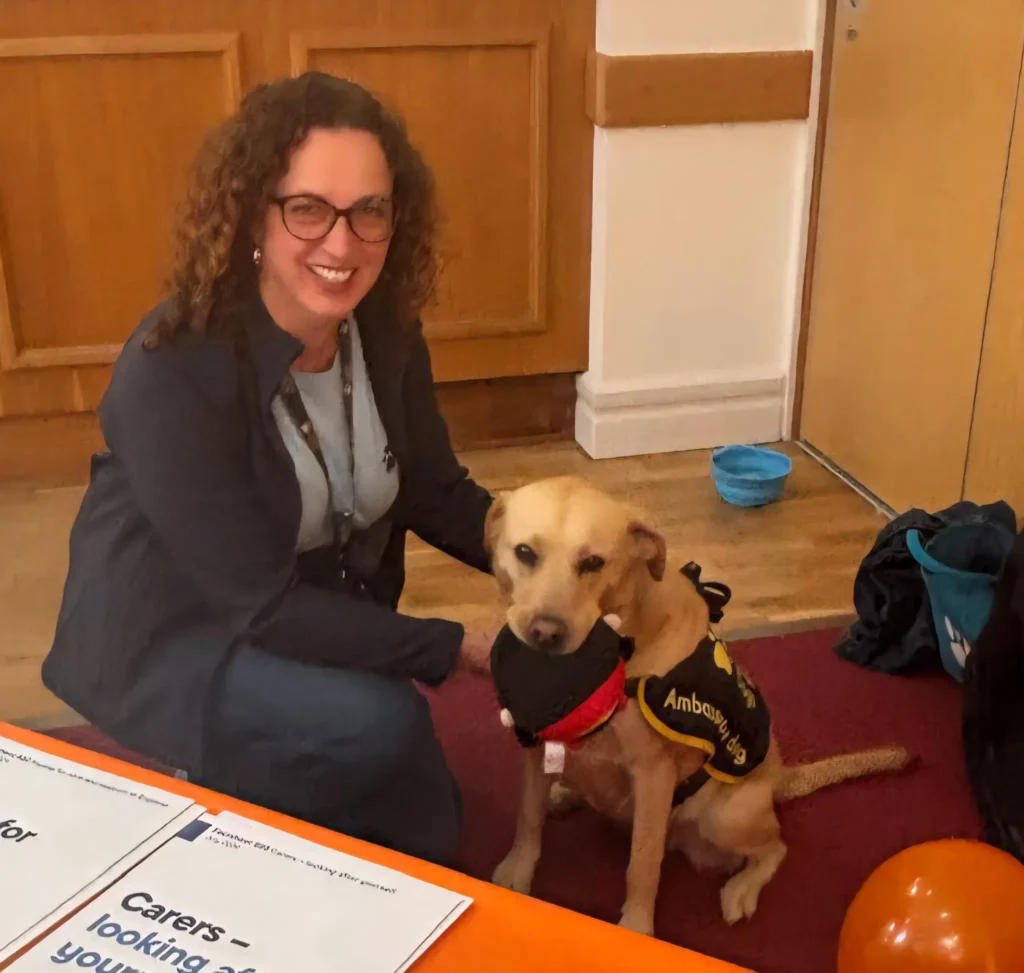 A guide dog and her handler at the the kenilworth memory cafe opening